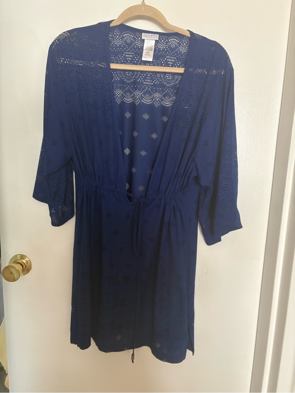 Dotti Navy Crochet Drawstring Swim Coverup
